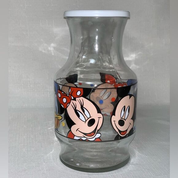 Vintage Disney Mickey Minnie Donald Anchor Hocking Glass Pitcher Jug Carafe Juic - Picture 1 of 8